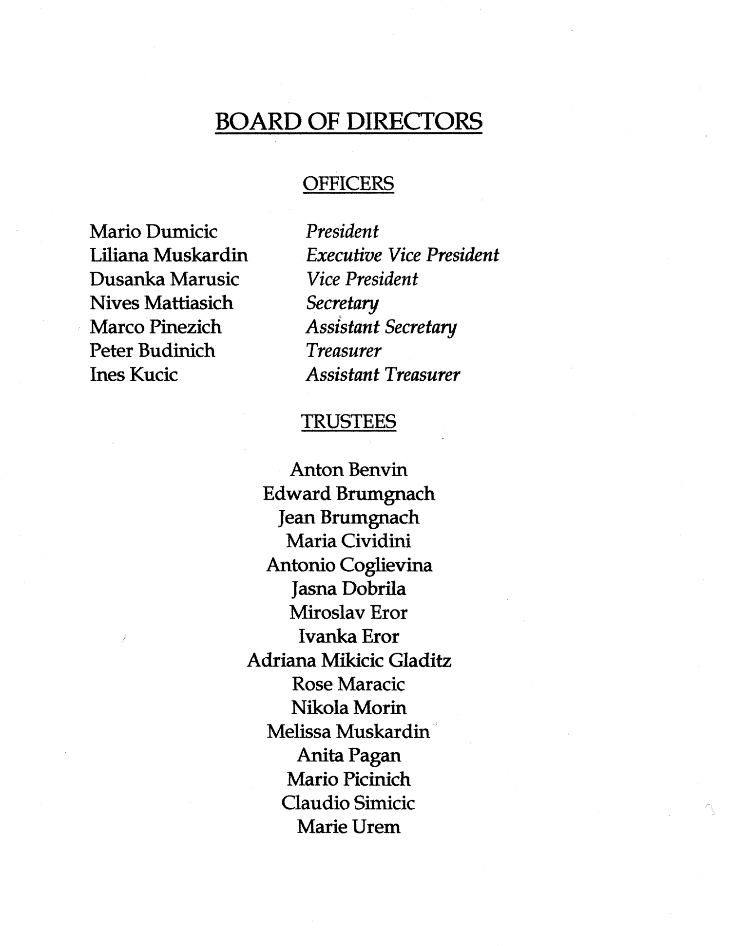 Board Of Directors 2002
